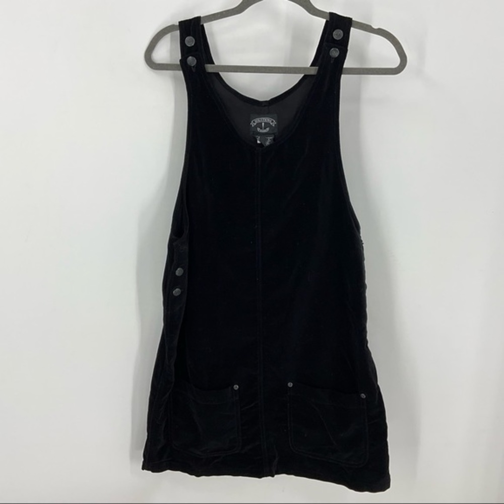 Solutions 100% cotton black velvet overall jumper dress M